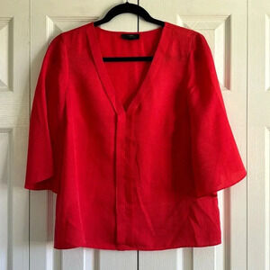 J Crew 365 | Silk Top Red | V Neck Bell Sleeve | Women’s size S